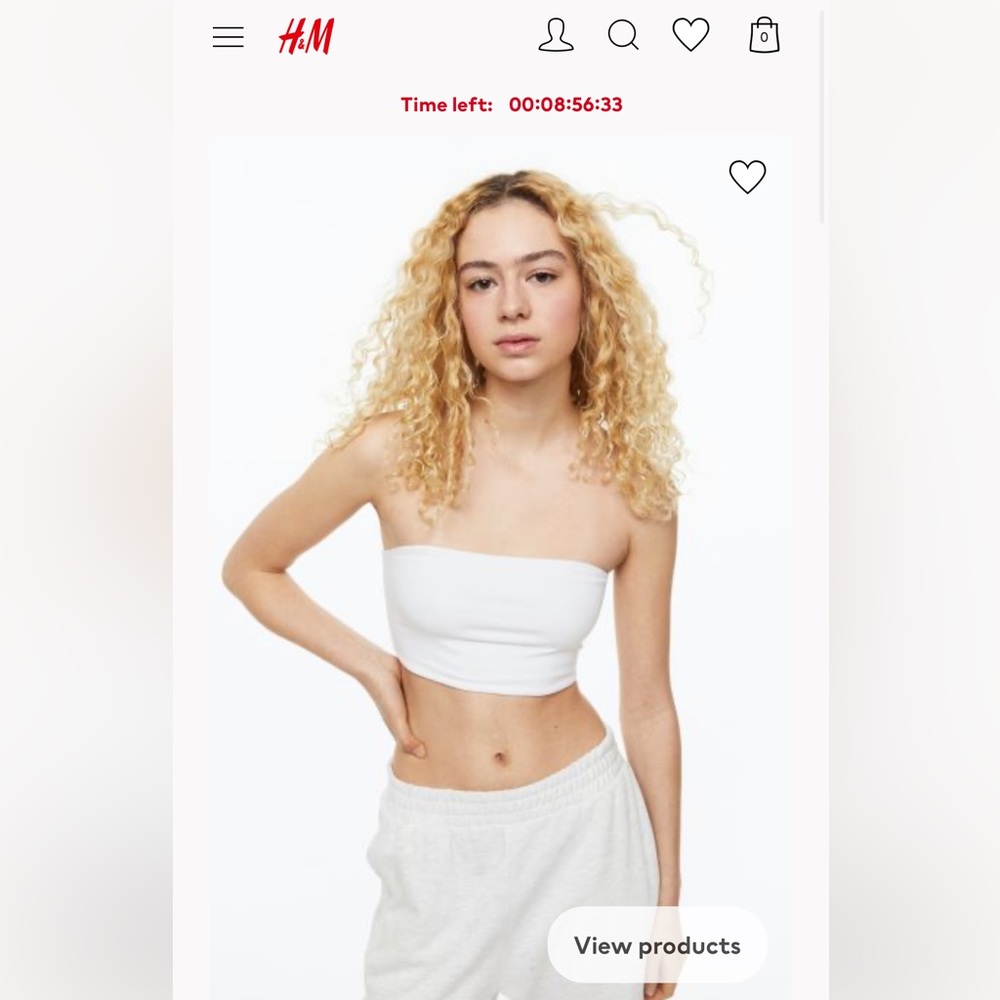H&M basic white cropped tube top